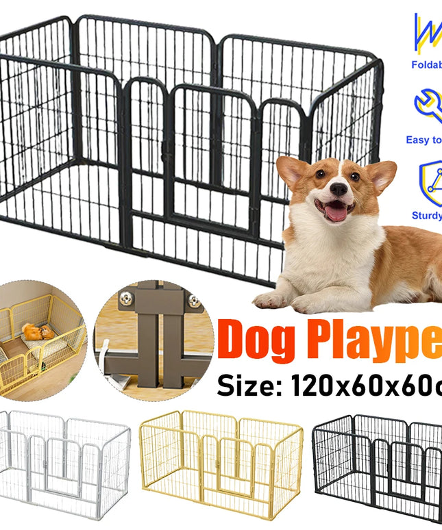 6パネル 犬用フェンス プレイペン 折りたたみ式 エクササイズ パピー ケンネル ケージ 頑丈 犬用エクササイズフェンス 犬 猫 ウサギ ペットエクササイズ用
