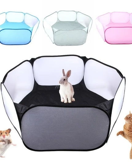 Portable Small Pet Cage Transparent Hedgehog Cage Tent Pet Playpen Open Folding Yard Fence For Dog Hamster Rabbit Guinea Pig