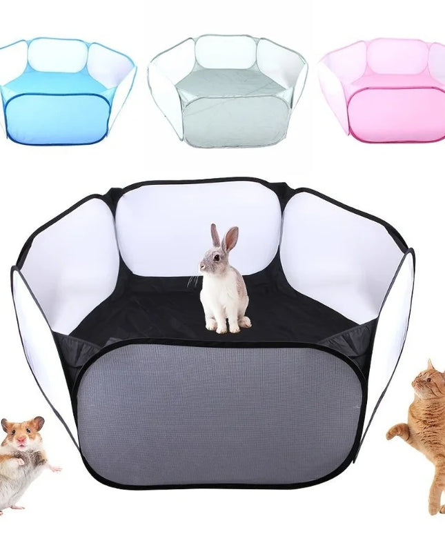 ポータブル小型ペットケージ透明ハリネズミケージテントペットプレイペンオープン折りたたみ庭フェンス犬ハムスターウサギモルモット用
