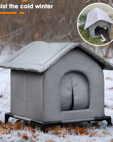 野良猫用犬小屋 防水 高床式 子猫用ペットハウス パッド 屋外 冬用 暖かい ペット用洞窟 洗える 耐候性 猫用シェルター