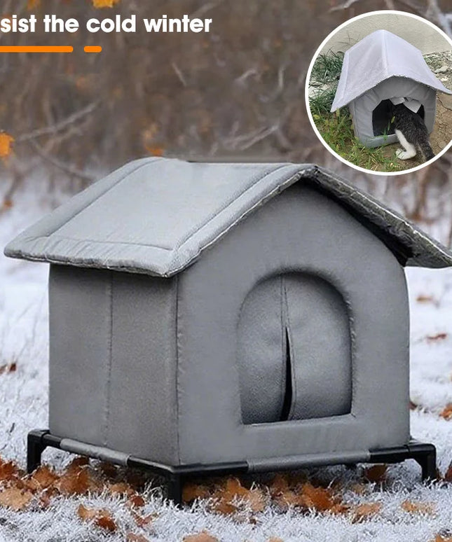 野良猫用犬小屋 防水 高床式 子猫用ペットハウス パッド 屋外 冬用 暖かい ペット用洞窟 洗える 耐候性 猫用シェルター