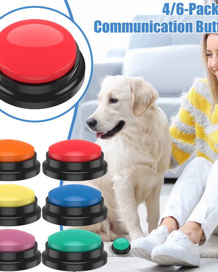 4/6Pcs Recordable Dog Training Buttons With Light Pet Interactive Dog Cat Pet Training Buzzer Talking Button Intelligence Toy
