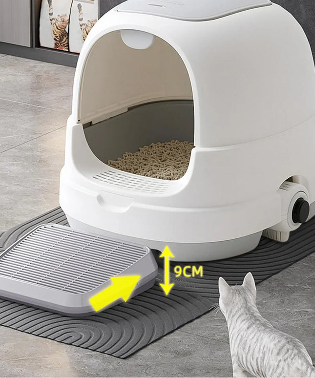 猫用トイレステップ 猫用トイレキャッチャー ランプボックス 二重層式 高さ調整可能トレイ フィルター機能付き 滑り止めトラッパー 簡単クリーニングツール