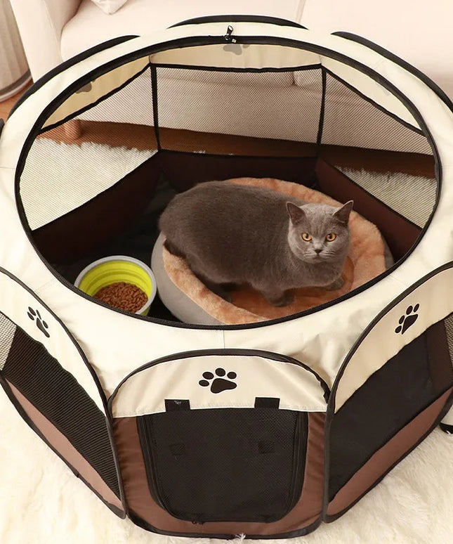 折りたたみ式ペットテント 犬小屋 猫の出産室 八角形フェンス 子犬用シェルター 取り外し可能 夏用ペットテント 屋外用 猫ケージ 犬用フェンス