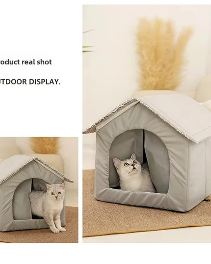 キャットハウス 防水 屋外 冬 暖かい ペット洞窟 睡眠ベッド テント 折りたたみ式 小型犬 子犬用品 ユニバーサル 四季対応