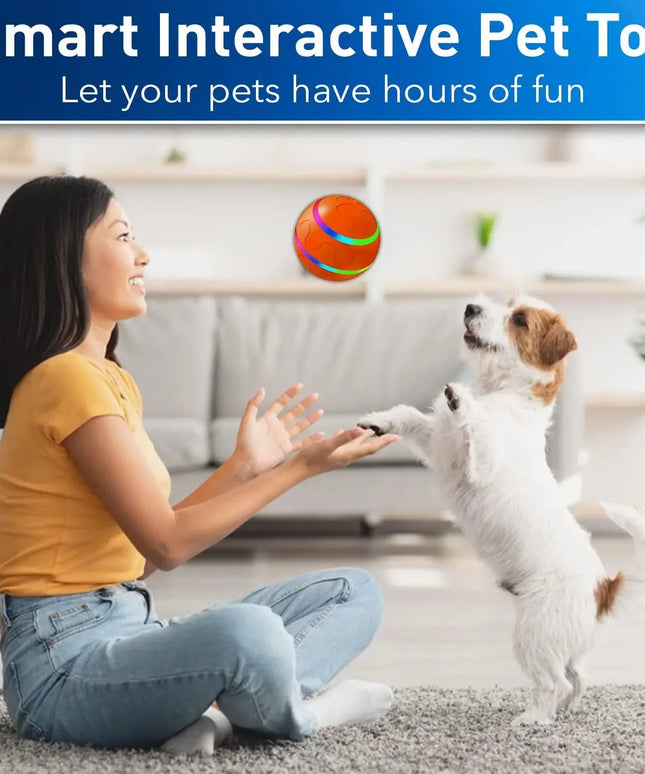 SMART Interactive Pet Ball Remote Control Flashing Rolling Jumping Rotating Waterproof Dog Chew Toy Ball for Aggressive Chewers
