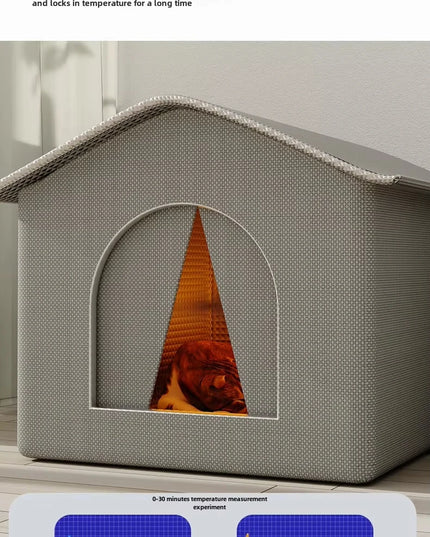 キャットハウス 防水 屋外 冬 暖かい ペット洞窟 睡眠ベッド テント 折りたたみ式 小型犬 子犬用品 ユニバーサル 四季対応