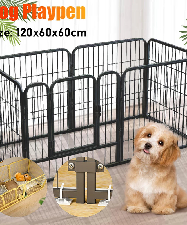 6パネル 犬用フェンス プレイペン 折りたたみ式 エクササイズ パピー ケンネル ケージ 頑丈 犬用エクササイズフェンス 犬 猫 ウサギ ペットエクササイズ用