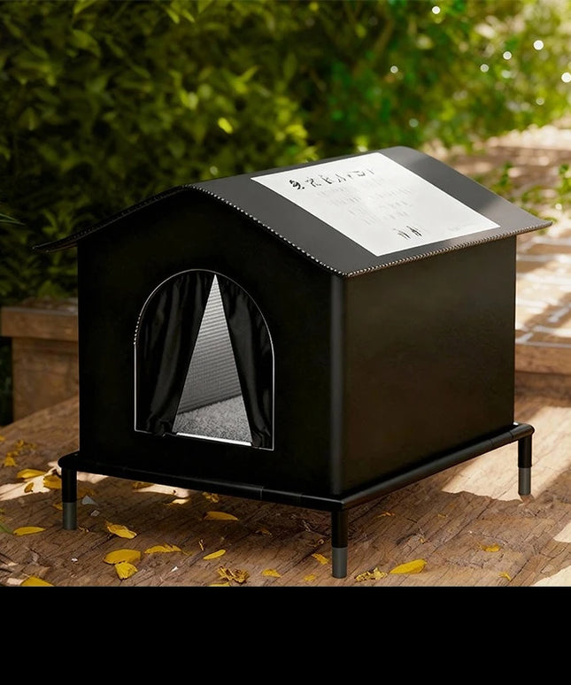 冬用の耐候性屋外暖房キャットハウス、キャットハウス高床ベッド、複数の猫のための完全断熱野良猫シェルター