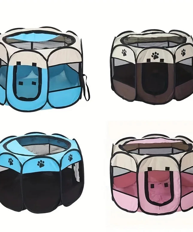 ポータブルペットプレイペン 猫出産室 折りたたみ式犬用プレイペン 八角形子犬用プレイペン 屋内犬猫ウサギ小動物用