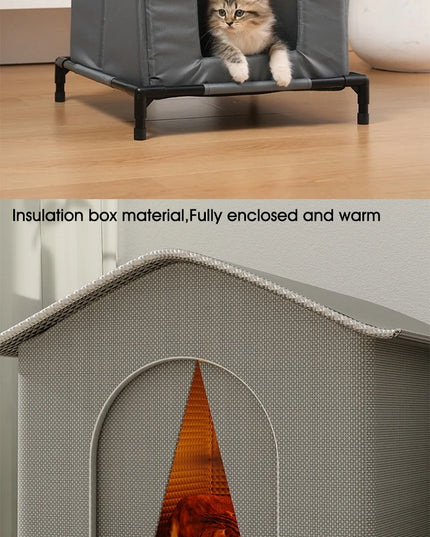 野良猫用犬小屋 防水 高床式 子猫用ペットハウス パッド 屋外 冬用 暖かい ペット用洞窟 洗える 耐候性 猫用シェルター