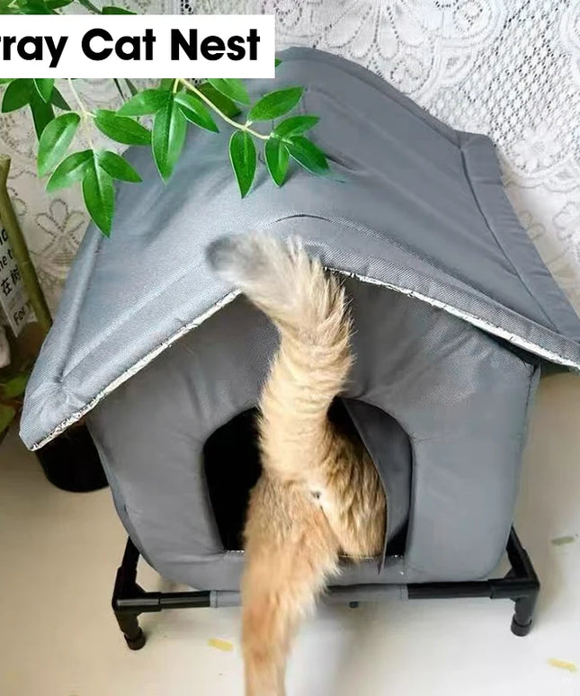 野良猫用犬小屋 防水 高床式 子猫用ペットハウス パッド 屋外 冬用 暖かい ペット用洞窟 洗える 耐候性 猫用シェルター