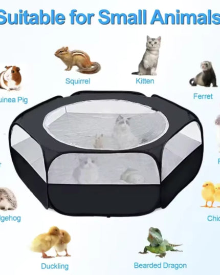Portable Small Pet Cage Transparent Hedgehog Cage Tent Pet Playpen Open Folding Yard Fence For Dog Hamster Rabbit Guinea Pig