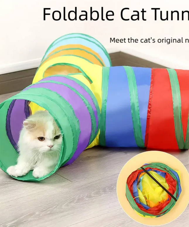 Cat Tunnel Tube Kitty Tunnel Bored Cat Pet Toys Peek Hole Toy Interactive for Indoor Cats Exercise Fun Reduce Anxiety Durable