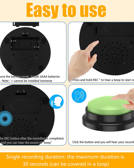 4/6Pcs Recordable Dog Training Buttons With Light Pet Interactive Dog Cat Pet Training Buzzer Talking Button Intelligence Toy