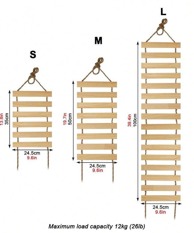 天然木製猫用クライミングラダーブリッジツリー。ケージやワードローブに多用途。遊び好きな子猫に最適。ペット用家具アクセサリー。