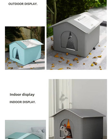 キャットハウス 防水 屋外 冬 暖かい ペット洞窟 睡眠ベッド テント 折りたたみ式 小型犬 子犬用品 ユニバーサル 四季対応