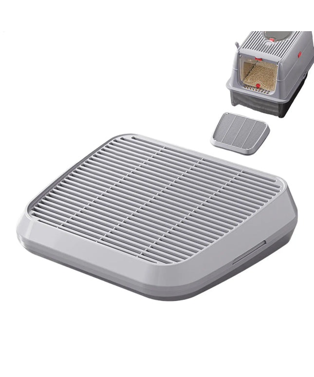 猫用トイレステップ 猫用トイレキャッチャー ランプボックス 二重層式 高さ調整可能トレイ フィルター機能付き 滑り止めトラッパー 簡単クリーニングツール