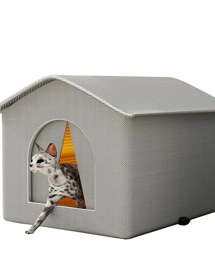 キャットハウス 防水 屋外 冬 暖かい ペット洞窟 睡眠ベッド テント 折りたたみ式 小型犬 子犬用品 ユニバーサル 四季対応