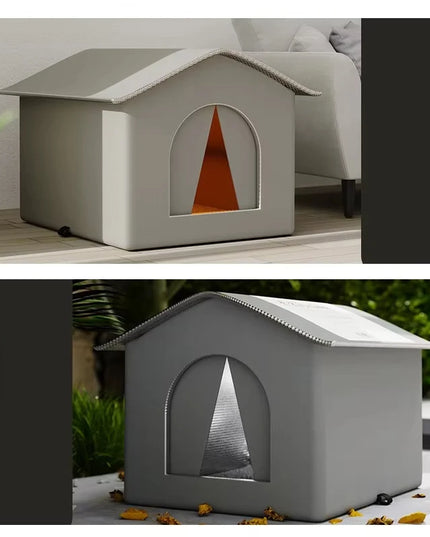 キャットハウス 防水 屋外 冬 暖かい ペット洞窟 睡眠ベッド テント 折りたたみ式 小型犬 子犬用品 ユニバーサル 四季対応