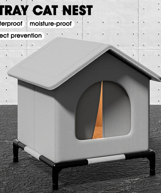 屋外用猫シェルター オックスフォード布テント 猫用犬小屋 犬小屋 耐候性 冬用 ペット用品 子犬と子猫用の暖かい猫ハウス