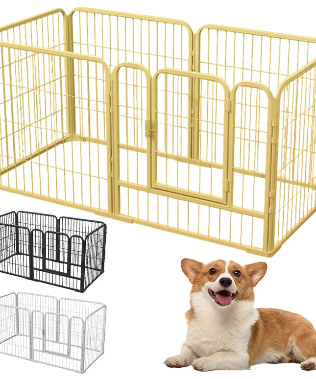 6パネル ペット用プレイペン ドア付き 折りたたみ式 エクササイズ パピー ケンネル ケージ 頑丈 犬用エクササイズフェンス 犬 猫 ウサギ ペットエクササイズ用
